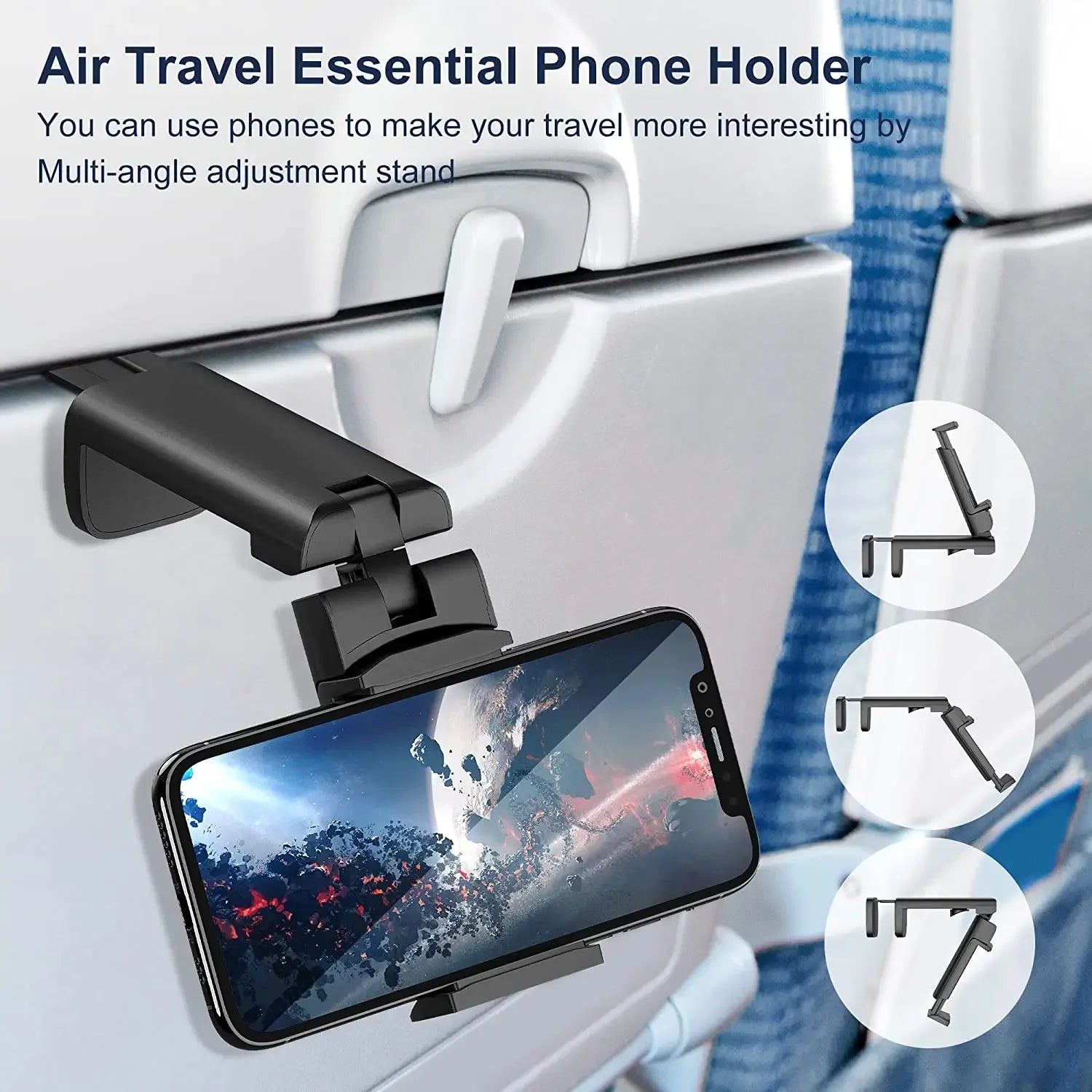 Airplane Mobile Phone Holder Travel Portable Phone Mount Flight Seat Desk Selfie Holding 360° Rotating Collapsable Lazy Stands