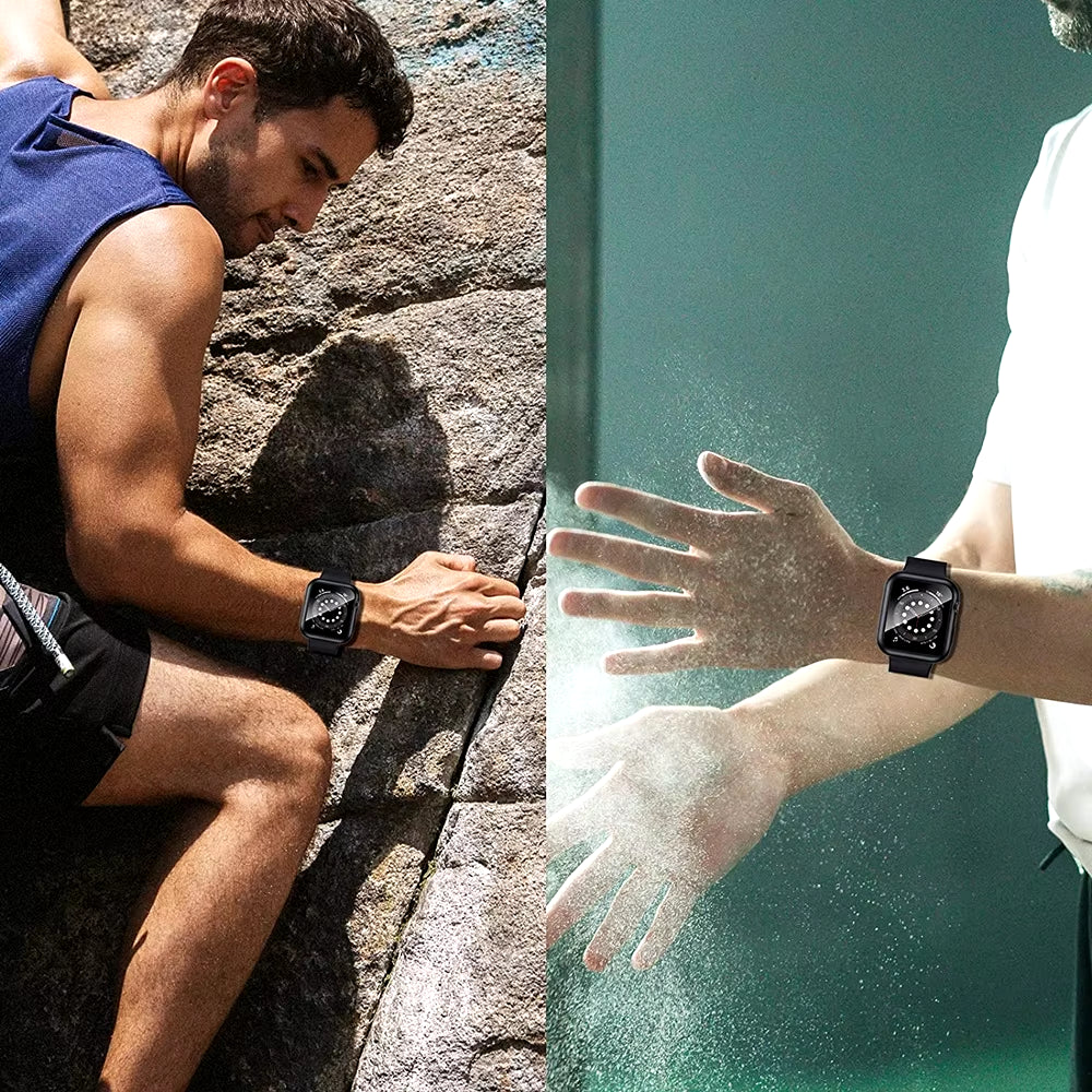 Glass+Cover for Apple Watch Case 9 8 7 6 SE 5 Iwatch Accessorie Screen Protector Apple Watch Serie 44Mm 40Mm 41Mm 45Mm 42Mm 38Mm